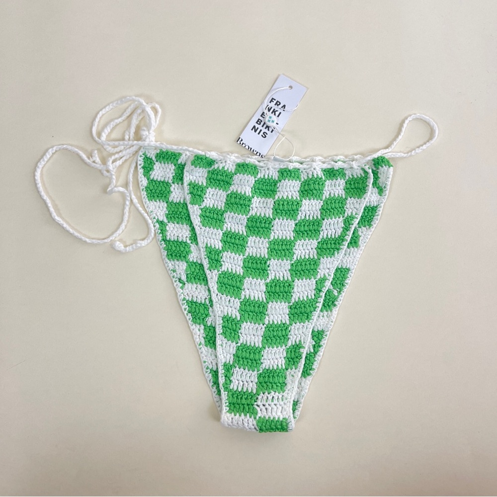 Frankie's Bikinis Green and White Check Crochet Bikini - Picture 6 of 9